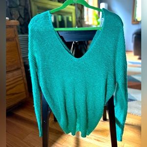 Moon&Madison back-knot sweater, teal, medium
